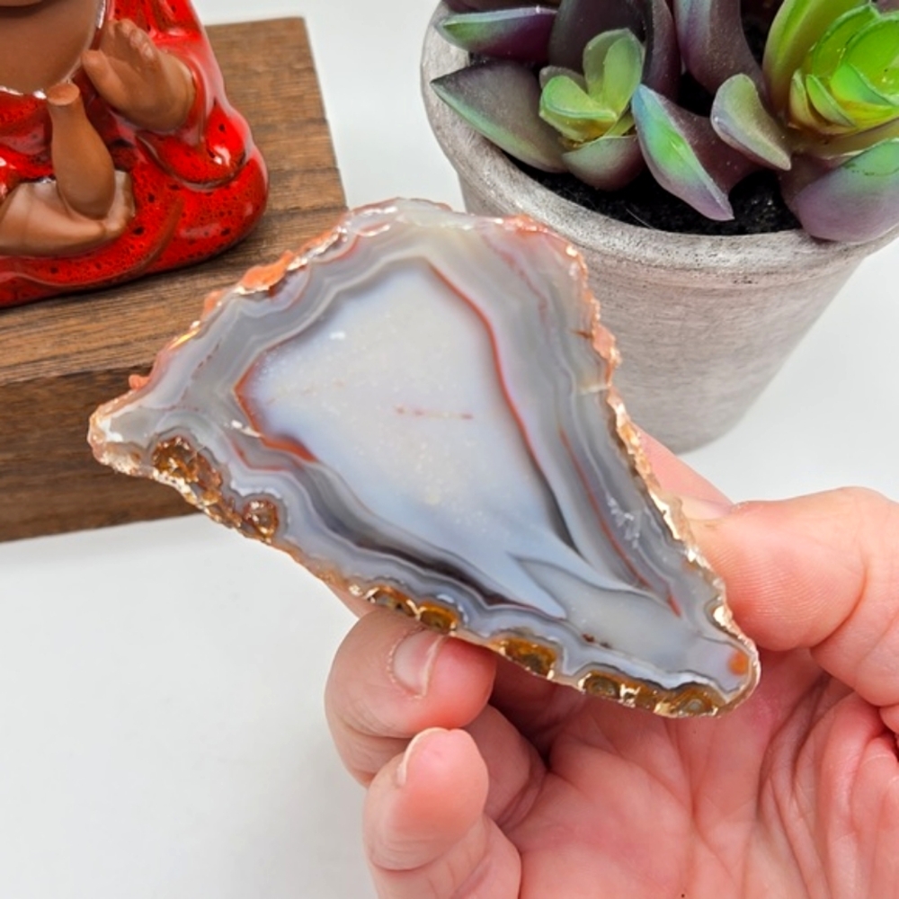 Natural Banded Face Polished Moroccan Agate Half